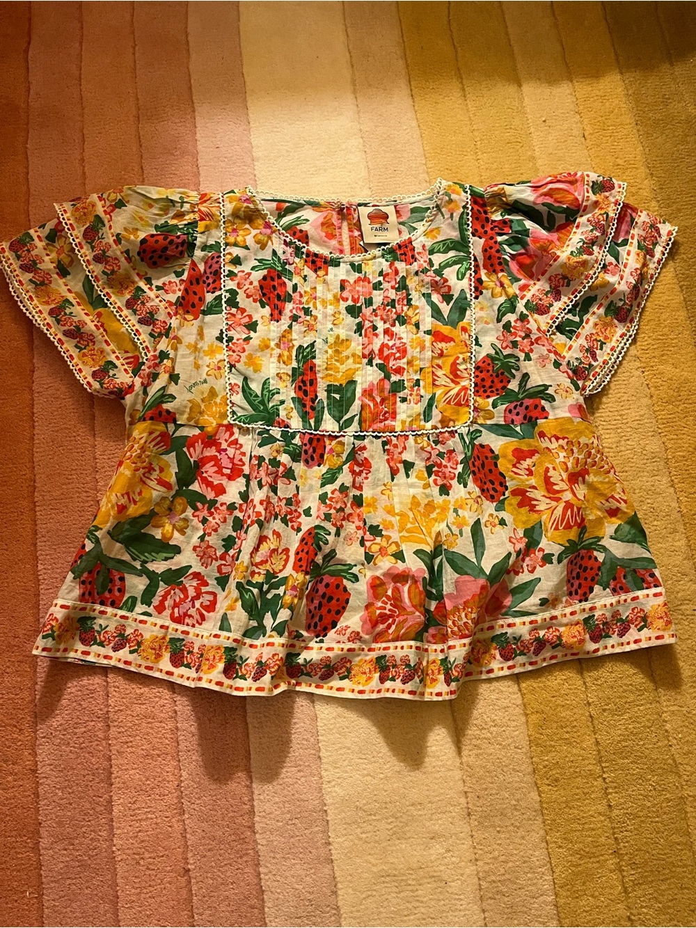 Farm Rio Strawberry Ruffle Blouse